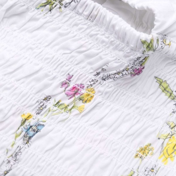 Ganni Printed Floral Poplin Dress in Floral Shape Bright White Size 10 - Picture 4 of 4